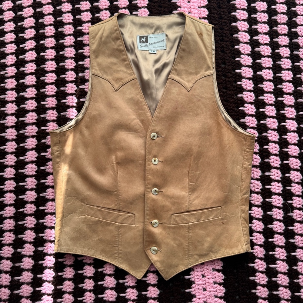1970s Tan Leather Vest